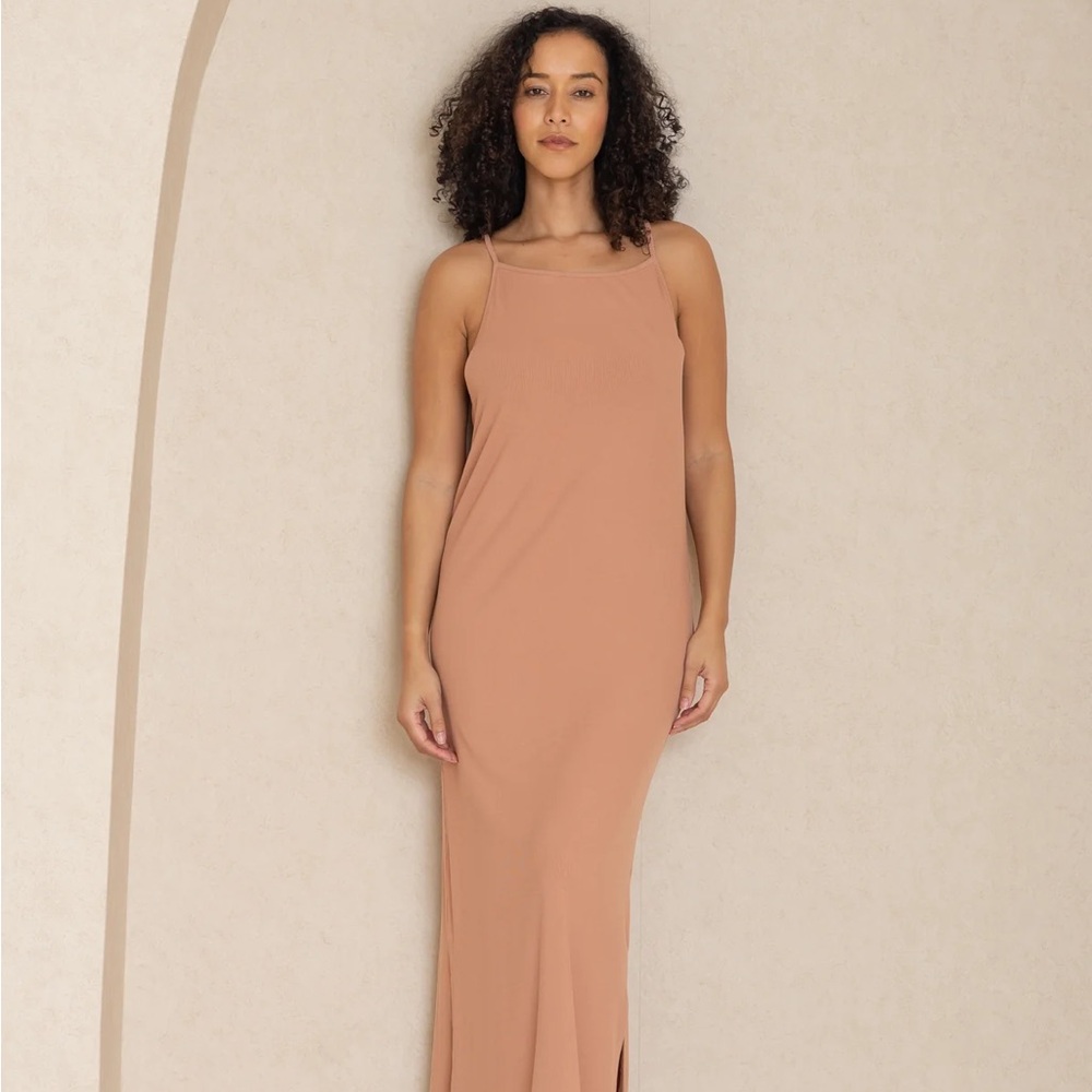 Easy Pink Ribbed Halter Maxi Dress